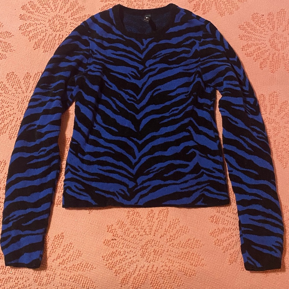 Electric Blue and Black Zebra Print Sweater
